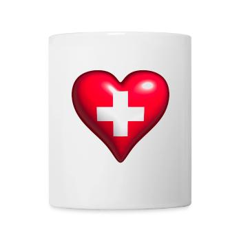 Switzerland flag shiny heart red white cross - Mug - white - Front