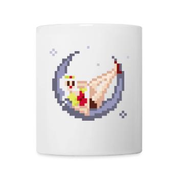 Pixel Pinup: Girl on the Moon - Mug - white - Front