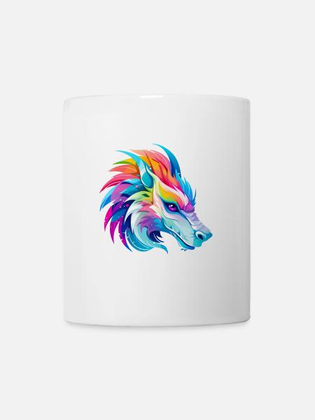 Regenbogen Drache Kopf - Tasse - Weiß