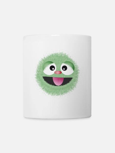 knuffiges mintgrünes witziges Monster Gesicht - Tasse - Weiß