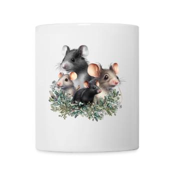Waldmäuse im Blätterkranz - Tasse - Weiß - Vorne