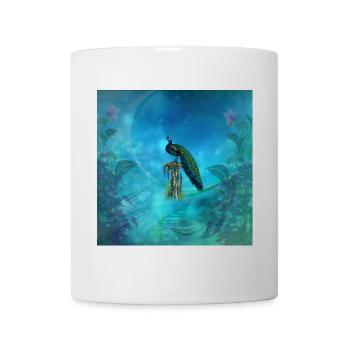 The unique beauty of the fascinating peacock. - Mug - white - Front