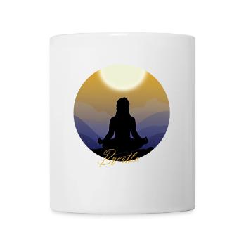 Breath Yoga Meditation Silhouette Design - Mug - white - Front