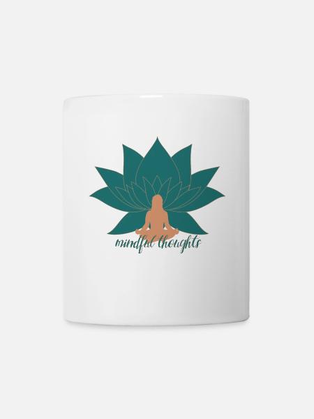 Mindful Thoughts Lotus Yoga Design - Tasse - Weiß