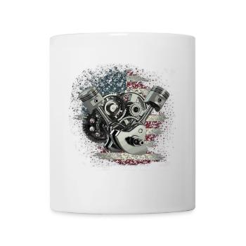Motorgewerk USA Flagge Grunge - Tasse - Weiß - Vorne