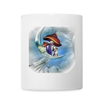 Cute fairy with her cub on the moon - Mug - white - Front