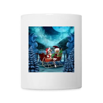 Cute Christmas puppy and moonlight elf - Mug - white - Front