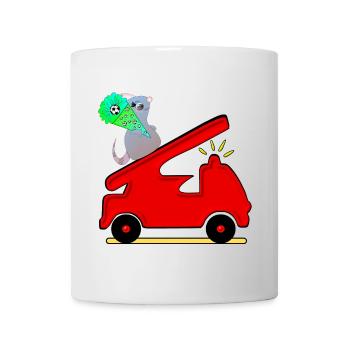 SCHULKIND EINSCHULUNG FEUERWEHRAUTO MAUS - Tasse - Weiß - Vorne