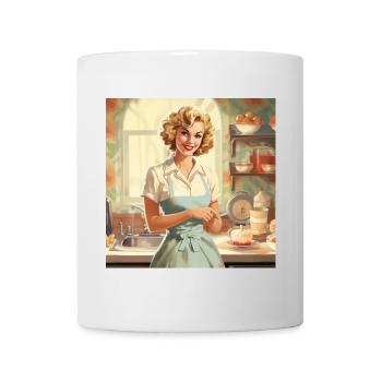 Vintage Hausfrau 50er Jahre - Retro Küche & Backen - Tasse - Weiß - Vorne