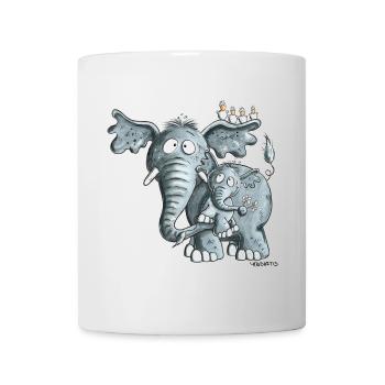 Maman éléphant et bébé éléphant - Mug blanc - blanc - Devant