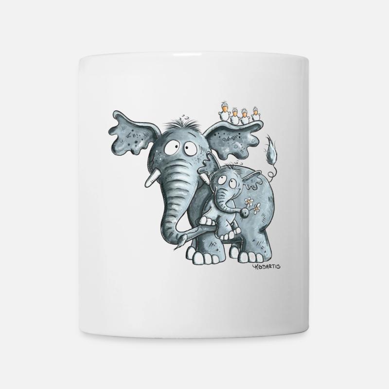 Elephant Mom and Elephant Baby - Mug - white