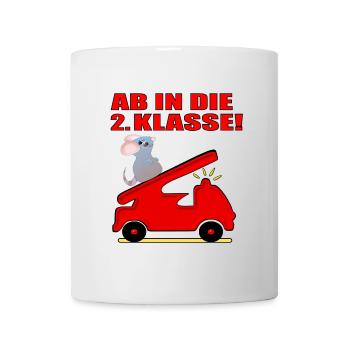 SCHULSTART - 2. Klasse Grundschule Feuerwehrauto - Tasse - Weiß - Vorne