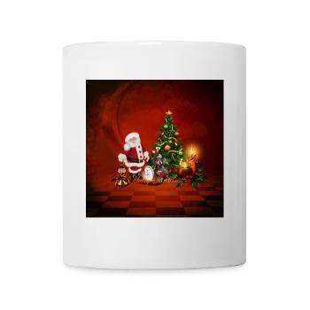 Le Père Noël avec hérisson et chien apporte le bonheur - Mug blanc - blanc - Devant