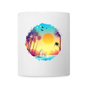 Aquarelle de plage de coucher de soleil d’été - Mug blanc - blanc - Devant