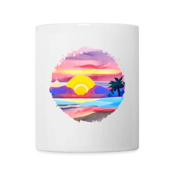 Aquarelle de plage de coucher de soleil d’été - Mug blanc - blanc - Devant