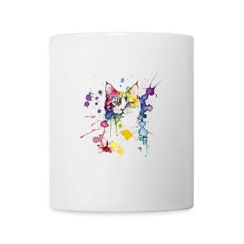 decorative watercolor cat, colorful, for cat fans - Mug - white - Front