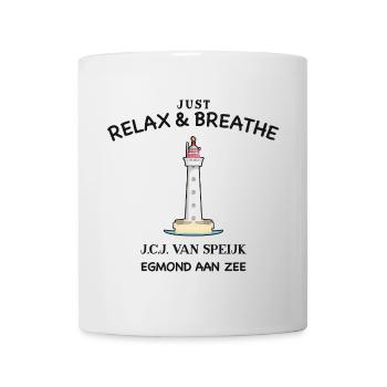 Egmond aan Zee, Niederlande, Durchatmen und Relax - Tasse - Weiß - Vorne