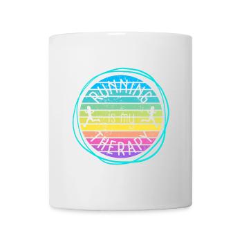 Laufen ist meine Therapie Retro Sonnenuntergang - Tasse - Weiß - Vorne