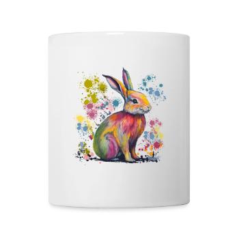 cute bunny in bright cheerful colors - Mug - white - Front