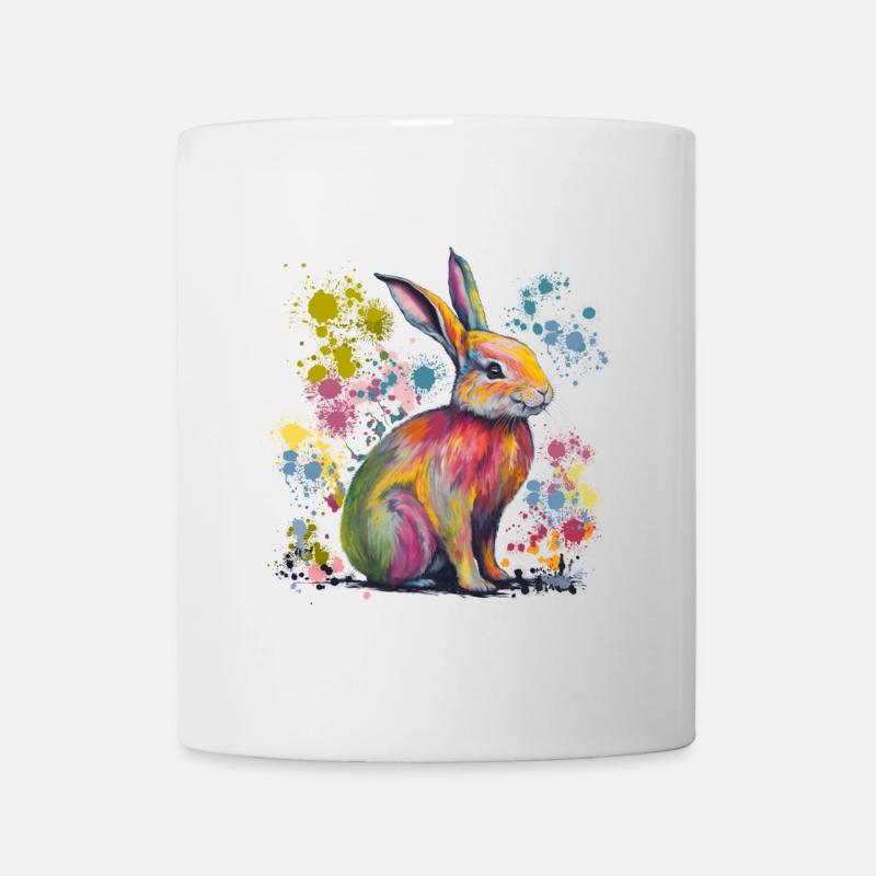 lapin mignon dans des couleurs vives et gaies - Mug blanc - blanc
