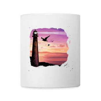 Sunset Lighthouse Ocean Art - Tasse - Weiß - Vorne