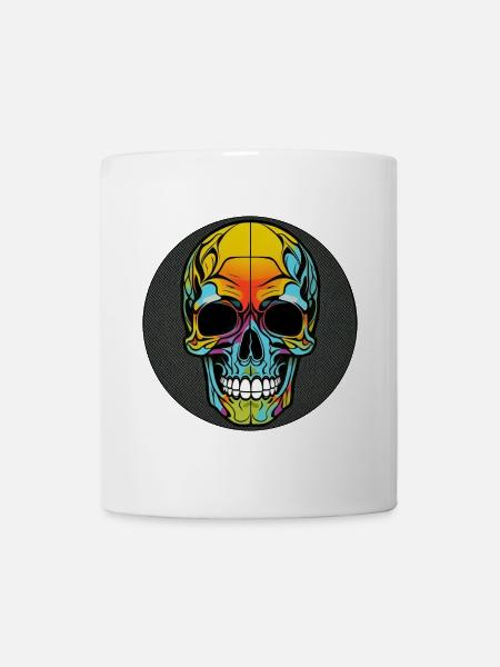 Skull bunt mit rand - Tasse - Weiß