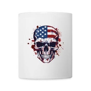 USA-Flaggen Totenkopf Kunst - Tasse - Weiß - Vorne