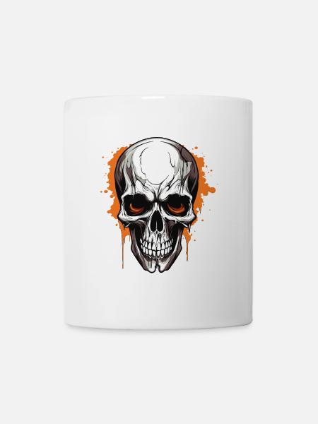Orange Skull Splatter Gothic - Mug - white