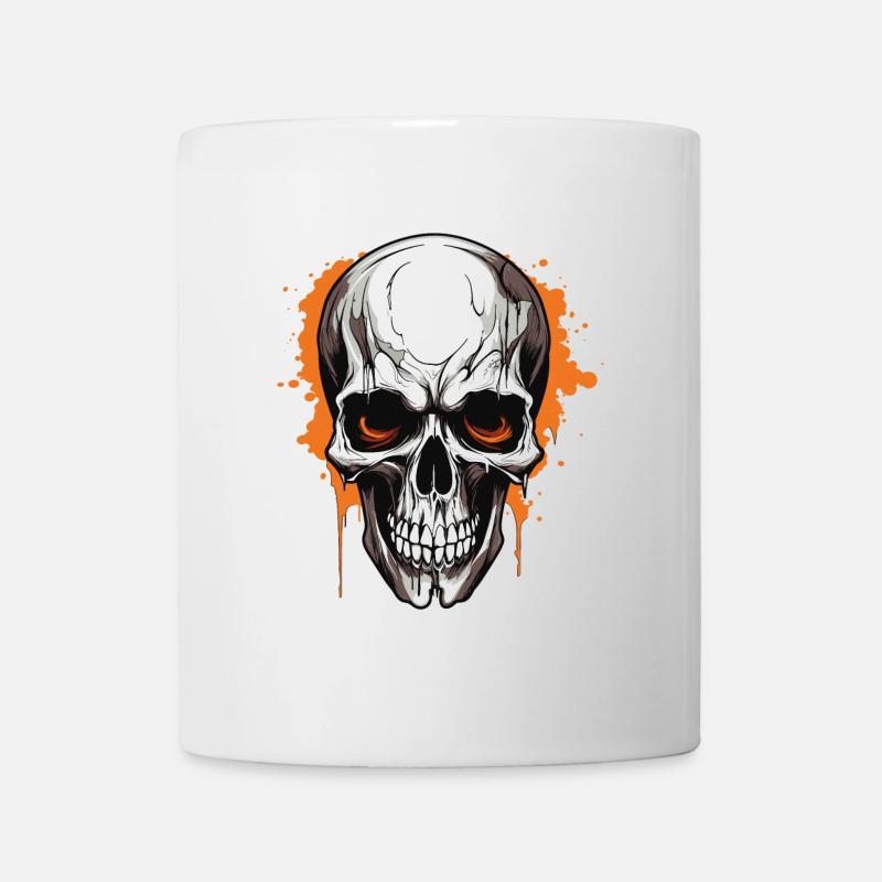 Orangener Schädel Splatter Gothic - Tasse - Weiß