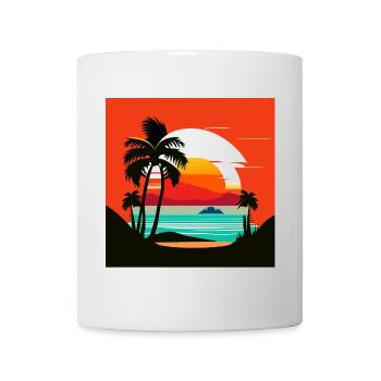 Tropischer Sonnenuntergang am Palmenstrand - Tasse - Weiß - Vorne