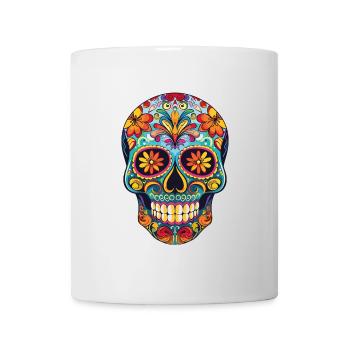 Farbenfroher Totenkopf Muster - Tasse - Weiß - Vorne