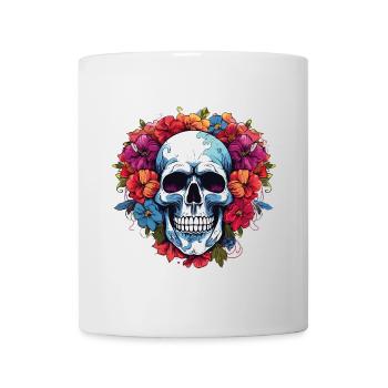 Blumenkranz Totenkopf Portrait - Tasse - Weiß - Vorne