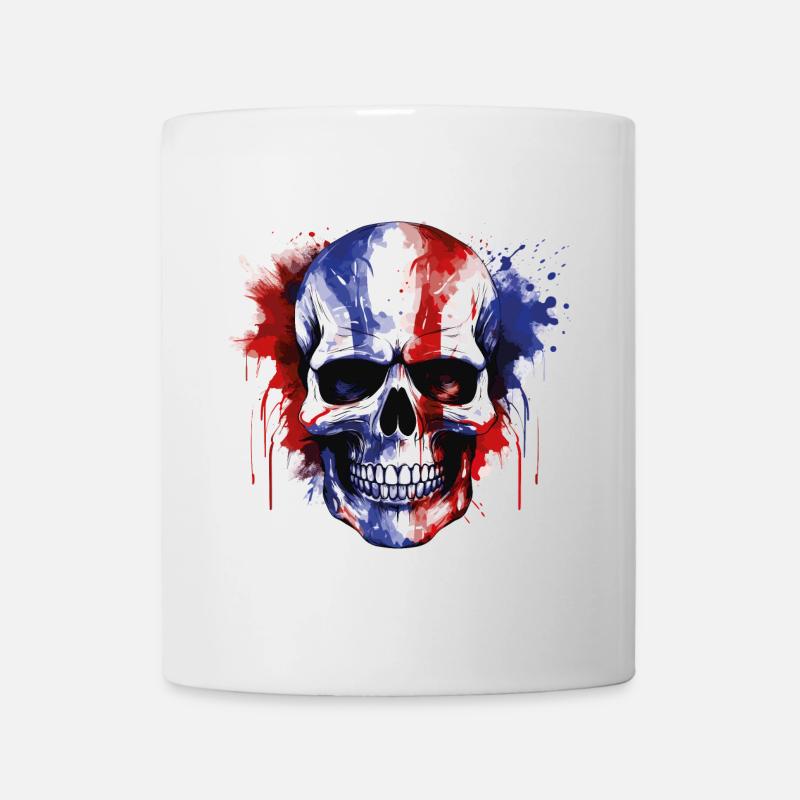 Crâne en éclaboussure tricolore - Mug blanc - blanc