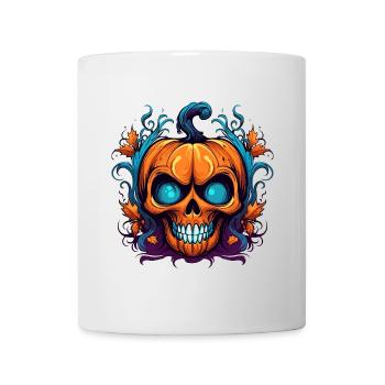 Crâne de citrouille orange - Mug blanc - blanc - Devant