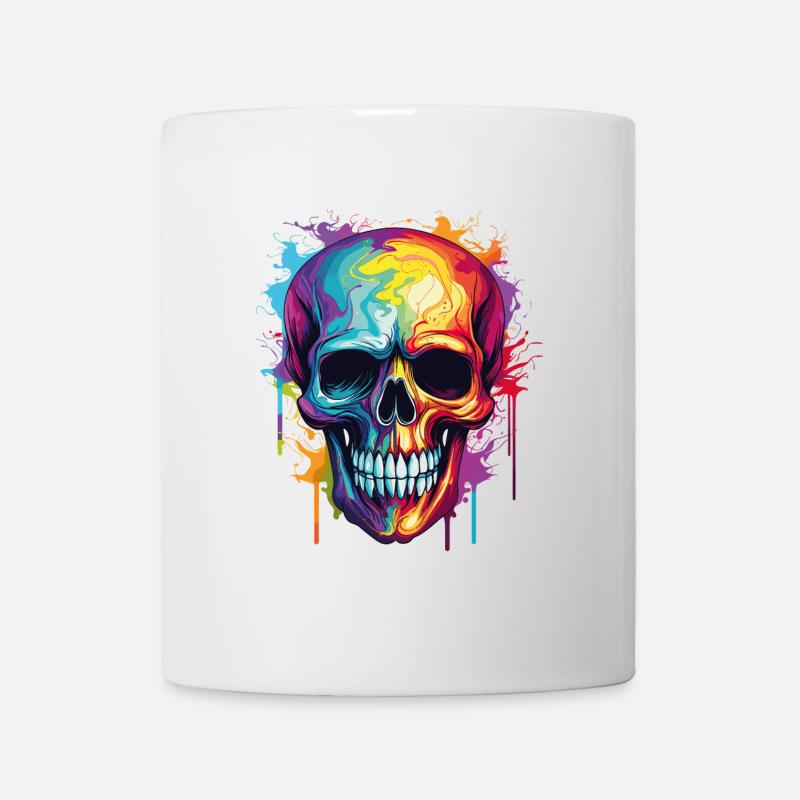 Psychedelischer Rainbow Farbschädel  - Tasse - Weiß