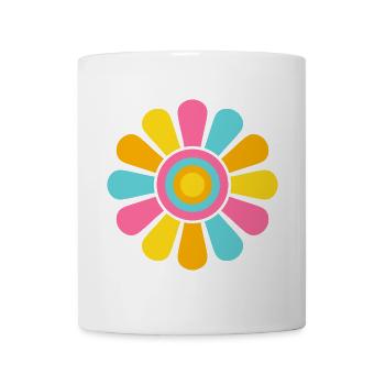 Rose Bleu Orange Jaune - Grande coulée colorée en marguerite - Mug blanc - blanc - Devant