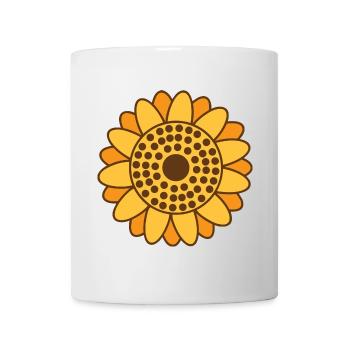 Sunflower - Large Yellow Orange Sunflower - Mug - white - Front