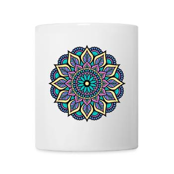 Mandala - Vert Bleu Jaune Rose Mandala indien - Mug blanc - blanc - Devant