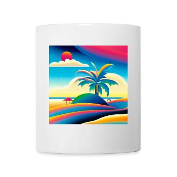 Strand Sonnenuntergang im 80er Stil - Tasse - Weiß - Vorne