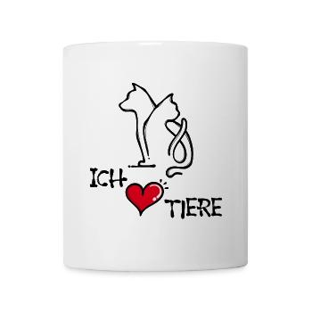 Haustiere Katze Ich Liebe Tiere Hund Statement - Tasse - Weiß - Vorne