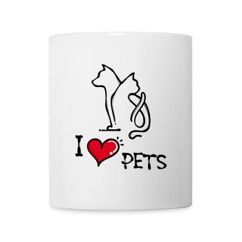J’aime les animaux de compagnie Chien Chat Déclaration Coeur - Mug blanc - blanc - Devant
