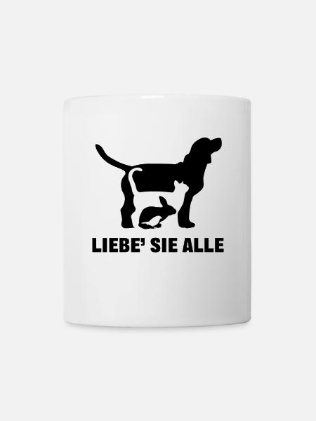 Hund Katze Häschen Haustiere Ich Liebe Tiere - Tasse - Weiß