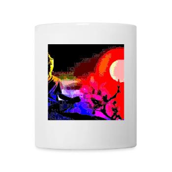 Futuristische Pixelkunst des Sonnenuntergangs - Tasse - Weiß - Vorne