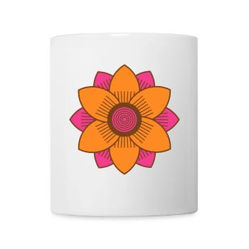 Retro Style Mid-Century Pink And Orange Flower - Mug - white - Front