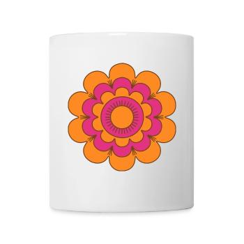 Hippie-Stil Mid-Century Pink und Orange Retro Flo - Tasse - Weiß - Vorne