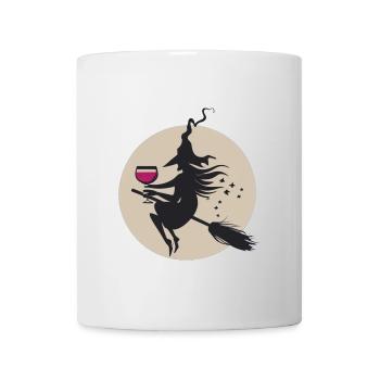 Moonlit Witch on Broom with Wine - Mug - white - Front