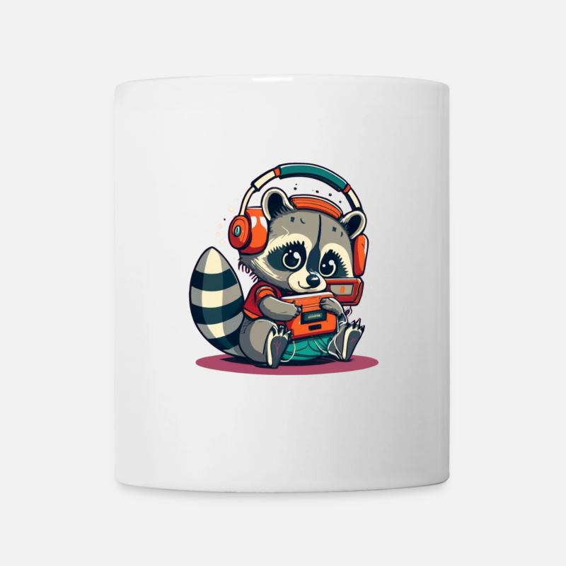 Waschbär-Kassetten-Kopfhörer - Tasse - Weiß