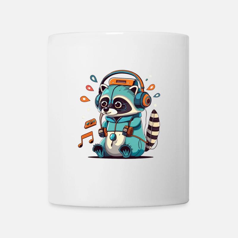 Sweat à capuche Raccoon DJ en Aqua Neon - Mug blanc - blanc