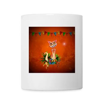 Mignon chat crâne de sucre avec des fleurs - Mug blanc - blanc - Devant