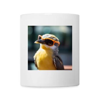 Vogel mit Orangen Sonnenbrillen - Tasse - Weiß - Vorne